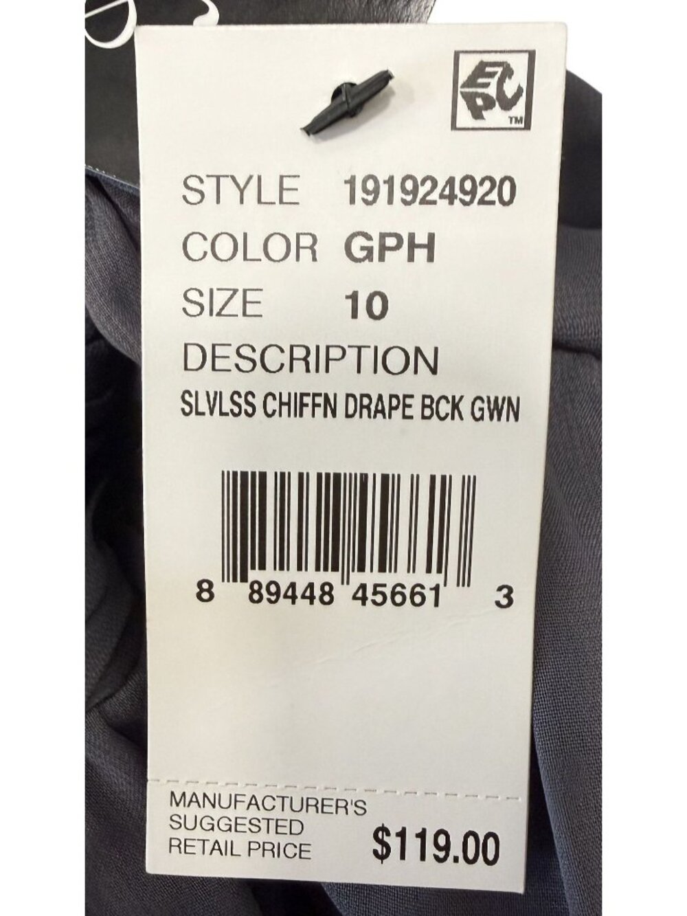 Adrianna Papell Sleeveless Drape Back Gray Maxi Dress Empire Waist V-Neck NWT - Picture 7 of 8